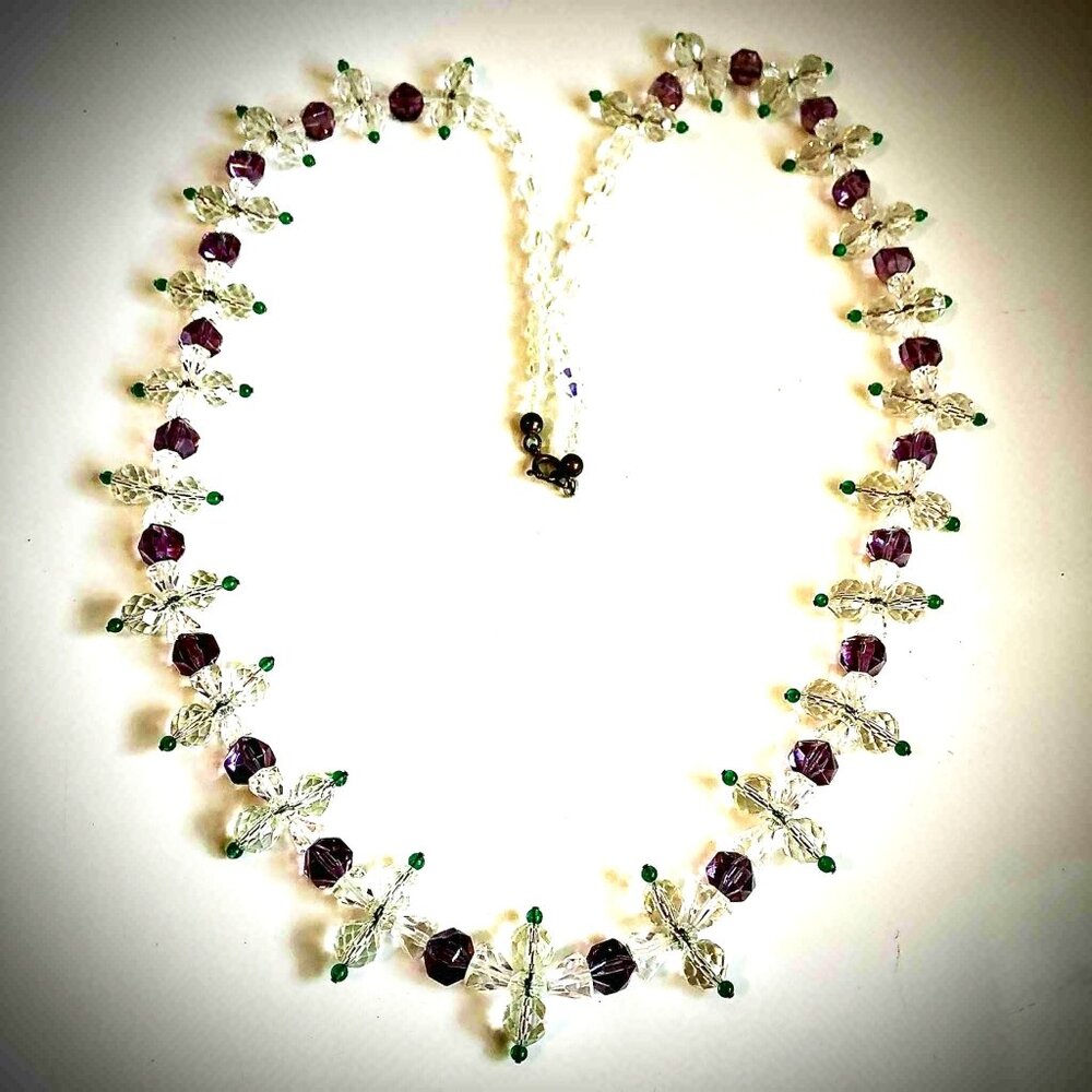 ALEXANDRA’S ACCENTS Artisan Crafted 38" Necklace Clear Crystal Beaded Crosses